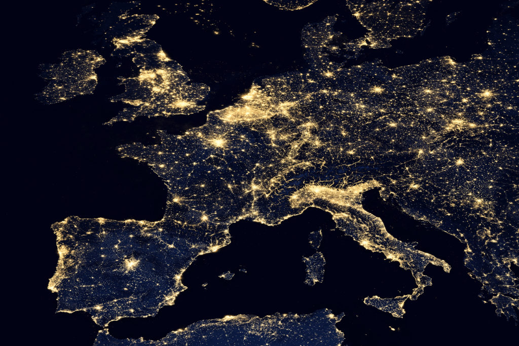 inquinamento luminoso in Europa