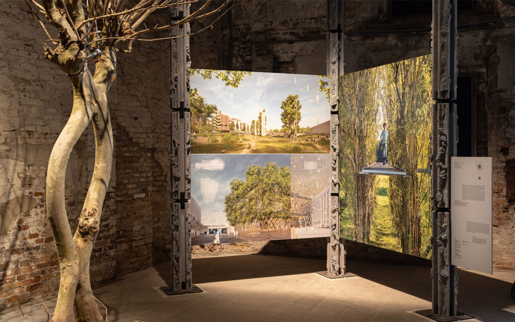 Gli alberi protagonisti dell'installazione Architecture as Trees, Trees as Architecture. Biennale di Venezia 2025