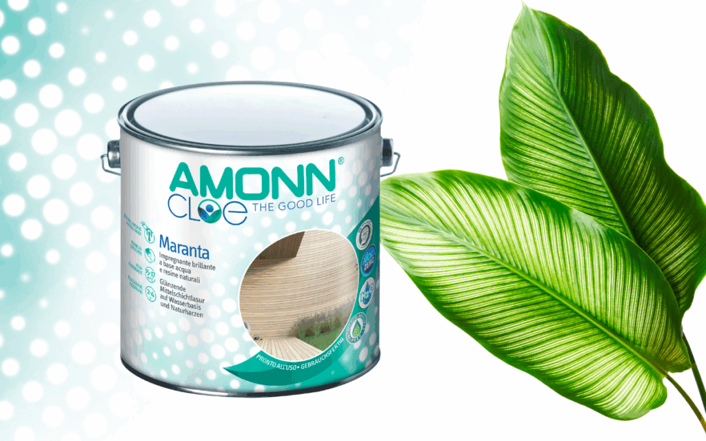 Impregnanti e finiture naturali Amonn Color: impregnante Maranta per chi vuole proteggere e lucidare il legno con una sola mano